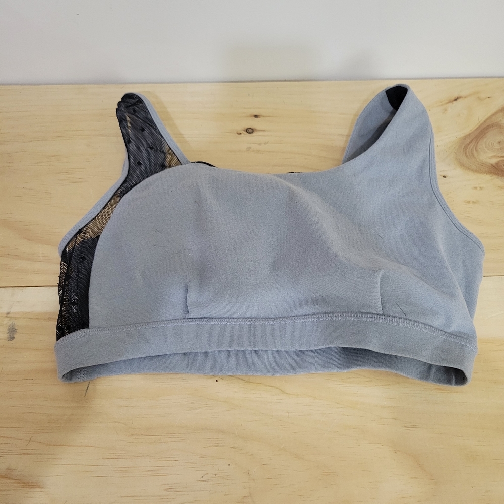 Karma athletics grey black mesh sports bra S